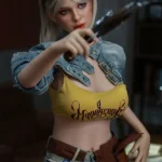 Short Hair Big Tan Tites Silicone Real Sex Doll