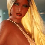 Black Sex Doll Silicone Gel Breasts Blonde Hair
