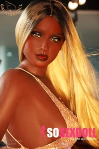 Black Sex Doll Silicone Gel Breasts Blonde Hair