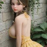 100cm 3ft3 TPE Hyper Realistic D Cup Yellow Skirt Double Ponytail Sex Doll
