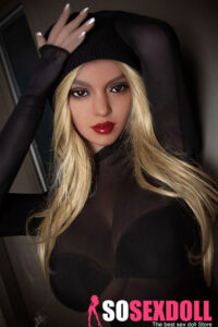 138cm 4ft5 Light Tan Skin Plumg Chest Blonde Hair Black Costume Sex Doll In Stcok(US Only)