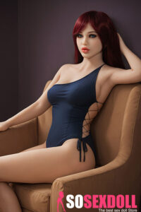 148cm 4ft5 TPE Small Breast Slim Waist Red Hair Sex Doll #91 Head