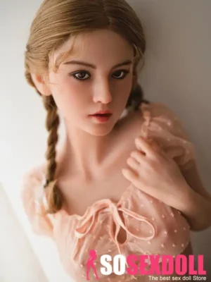 148cm 4ft9 Silicone Small Chest Blonde Sex Doll M46 With Tongue Head