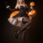 150cm 4ft9 Silicone Halloween Dress-up Flat Chests Blonde Hair Sex Doll M8 Head With Tongue Head