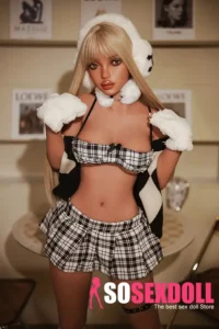 152cm 5ft Silicone Western Bombshell C Cup Blonde Hair Short Skirt Sex Doll S24 Head