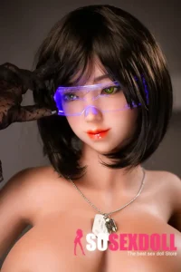 153cm 5ft TPE Big Boobs Anime Girl Tactical Agent Sex Doll 194 Head in Black Combat Lingerie In Stock