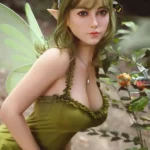 160cm 5ft2 Silicone Green Dress Elven Wings Sex Doll S19 Head Magical Girl