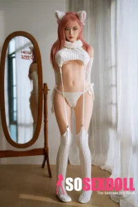 160cm 5ft2 Silicone Youthful Woman Pink Hair Big Breasts Sex Doll