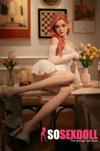 160cm 6ft2 Silicone Youthful Woman Pink Hair Sexy Lingerie Sex Doll