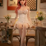 160cm 6ft2 Silicone Youthful Woman Pink Hair Sexy Lingerie Sex Doll