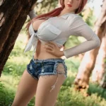 161cm 5ft3 Silicone Chubby Figure Pink Hair Huge Chests Sex Doll