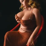 162cm 5ft3 Silicone Western Bombshell Blonde Waves Chubby Chests Sex Doll S27 Head In Red