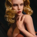 162cm 5ft3 Silicone Western Bombshell Blonde Waves Chubby Chests Sex Doll S27 Head In Red