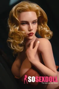 162cm 5ft3 Silicone Western Bombshell Blonde Waves Chubby Chests Sex Doll S27 Head In Red