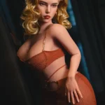 162cm 5ft3 Silicone Western Bombshell Blonde Waves Chubby Chests Sex Doll S27 Head In Red