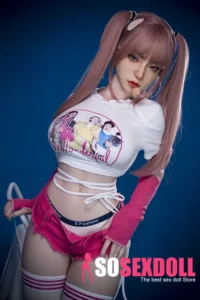 163cm 5ft3 Silicone Youthful Woman Chubby Chests Double Ponytail Sex Doll M5 Head
