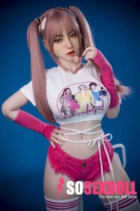 163cm 5ft3 Silicone Youthful Woman Chubby Chests Double Ponytail Sex Doll M5 Head