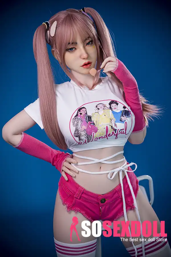 163cm 5ft3 Silicone Youthful Woman Chubby Chests Double Ponytail Sex Doll M5 Head