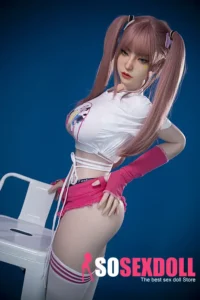 163cm 5ft3 Silicone Youthful Woman Chubby Chests Double Ponytail Sex Doll M5 Head