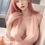 164cm 5ft4 Silicone Chubby Figure Pink Hair Sex Doll M5 Head In Sexy Lingerie
