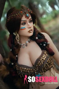 164cm 5ft4 Silicone Lifelike Busty Breasts Distinctive Style Sex Doll S33 Head With National Clothing