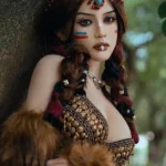 164cm 5ft4 Silicone Lifelike Busty Breasts Distinctive Style Sex Doll S33 Head With National Clothing