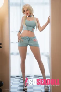 164cm 5ft4 Silicone Sexy Hot Girl Blonde Hair Double Ponytail Sex Doll M6 Head With Green Suit