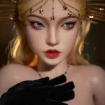 164cm 5ft4 Silicone Youthful Girl Blonde Curls Black Gown Sex Doll M29 Head