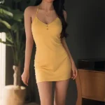 166cm 5ft4 Silicone Slender Figure Long Hair Yellow Dress Sex Doll S14 Head