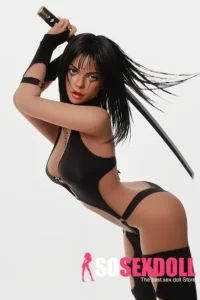 166cm 5ft4 TPE Black Hair Wheat Skin Sex Doll M28 Head With Tongue Head