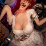 169cm 5ft5 Silicone Halloween Horror Dress-up Red Hair Perky Chests Sex Doll M7 Head