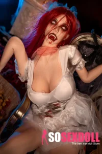 169cm 5ft5 Silicone Halloween Horror Dress-up Red Hair Perky Chests Sex Doll M7 Head