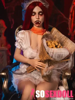 169cm 5ft5 Silicone Hofu ya Halloween Mavazi-up Nywele Nyekundu Perky Vifua Ngono Doll M7 Head