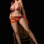 169cm 5ft5 Silicone Hot Girl D Cup Big Chests Red Hair Sex Doll S3 Head