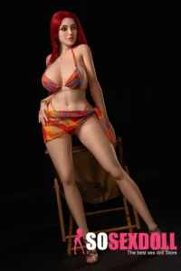 169cm 5ft5 Silicone Hot Girl D Cup Big Chests Red Hair Sex Doll S3 Head