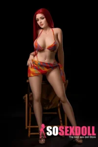 169cm 5ft5 Silicone Hot Girl D Cup Big Chests Red Hair Sex Doll S3 Head