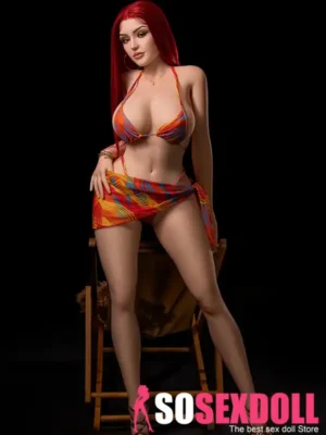 169cm 5ft5 Silicone Hot Girl D Cup Big Chests Red Hair Sex Doll S3 Head