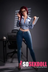 169cm 5ft5 Silicone Mature Woman Red Curls Big Breasts Sex Doll