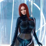 169cm 5ft5 Silicone Red Hair Huge Boobs Sex Doll With Tongue Head