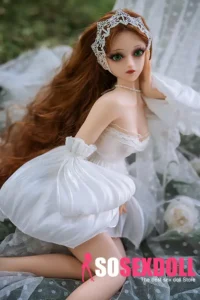 60cm 2ft Silicone Cute Figure Bright Eyes Wedding Dress Sex Doll