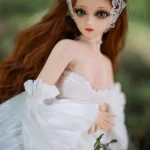 60cm 2ft Silicone Cute Figure Bright Eyes Wedding Dress Sex Doll