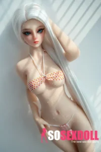 60cm 2ft Silicone Fair Skin Silver Hair Bathing Suit Sex Doll