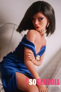 60cm 2ft Silicone Youthful Girl Short Hair Blue Gown Sex Doll