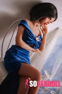 60cm 2ft Silicone Youthful Girl Short Hair Blue Gown Sex Doll