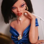 60cm 2ft Silicone Youthful Girl Short Hair Blue Gown Sex Doll