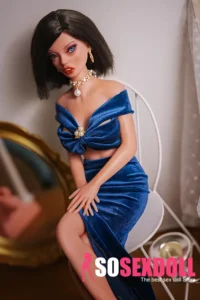 60cm 2ft Silicone Youthful Girl Short Hair Blue Gown Sex Doll