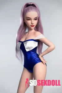85cm 3ft3 Silicone Purple Hair Bathing Suit Sex Doll With Ultra Soft Skin