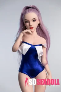 85cm 3ft3 Silicone Purple Hair Bathing Suit Sex Doll With Ultra Soft Skin