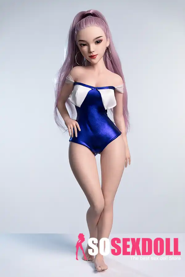 85cm 3ft3 Silicone Purple Hair Bathing Suit Sex Doll With Ultra Soft Skin