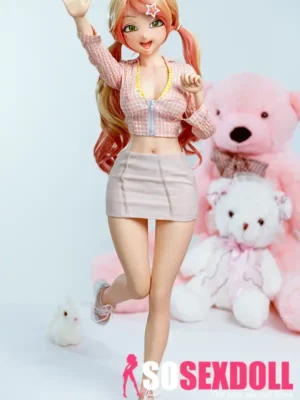 85cm 3ft3 Silicone Youthful Girl Double Ponytail Fair Skin Sex Doll With Realistic Curves